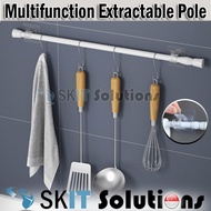 Multipurpose Extractable Curtain Pole Extendable Telescopic Curtain Hanging Rod Adjustable Rail Easy Stick No Drilling