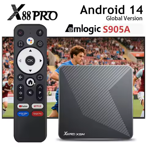 X88 PRO X5M Android 14 Smart TV BOX Amlogic S905A 4GB 64GB 8K HD 1000M DDR4 AV1 BT TVBOX 2.4G&5G Dua