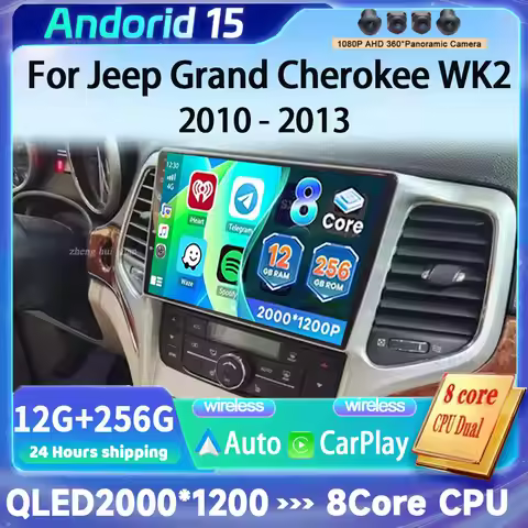 For Jeep Grand Cherokee WK2 2010 - 2013 Android 15 2K QLED Stereo Car Radio Multimedia Video Player 