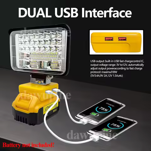 5 Inch Camping Lamp Spotlights LED Working Light Flashlight Torch for Dewalt 18V 20V Li-ion Battery 