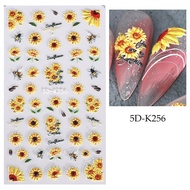 5D Embossed Yellow Daisy Nail Art Decals Adhesive Nail Decorations 5D-K256 Sunflower Butterfly Nail 