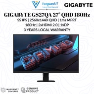 GIGABYTE GS27QA 27" GAMING MONITOR ( 27" SS IPS QHD / 1MS / 180HZ / AMD FREESYNC / HD MI + DP )