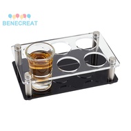 BENECREAT 1Set Shot Glass Holder Tray 6 Hole Acrylic Bar Tasting Serving Tray Wine Shot Glasses Disp