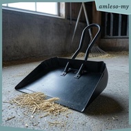 [AmlesoMY] Industrial Dustpan Ridged Edges Metal Dustpan Debris Pan Black-Coated Cleaning Tool Sturd