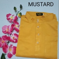 Baju Melayu Dewasa Slim Fit Kuning Mustard Free Butang Baju Melayu + Kain Pelekat