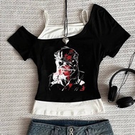 Thragg cropped top female baddie japanese funny cute tshirt baddie cute 2000s