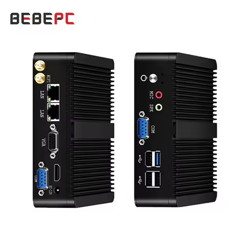 BEBEPC Fanless Mini PC Intel Celeron J6412 J1900 N2830 Dual LAN Windows 10 4 Core Industrial Mini De
