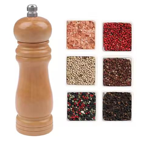 Pepper Mill Dutch Wood Manual Pepper Grinding Seasoning Bottle Pepper Grinder Kitchen Cooking BBQ To