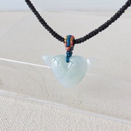 本命年【比翼雙飛】冰灑烏雞愛心翡翠絲光編織項鍊*ST03*招財