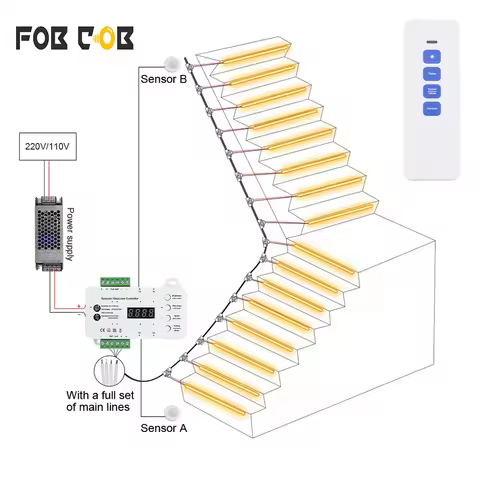 Motion Sensor Stair Light Strip Daylight Sensor Stairs LED Strip Easy Insallation 5-40 Steps Stair L