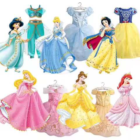 Girls Princess Dress Kids Cinderella Snow White Aurora Sofia Rapunzel Cinderella Halloween Costume C