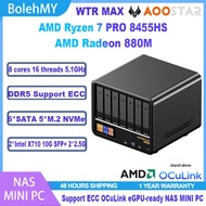 Aoostar WTR MAX AMD Ryzen 7 PRO 8845HS 11 Drives NAS Host Intel X710 10G Lan Port Mini PC ECC