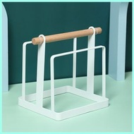 其他品牌 - 日系鐵藝手提木柄 碗碟架 鍋蓋架 簡約廚房橡木砧板架 置物架 多功能置物廚房整理收納架