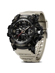 Biden男士學生手錶,多功能運動手錶,男性戶外防水雙顯示夜光手錶