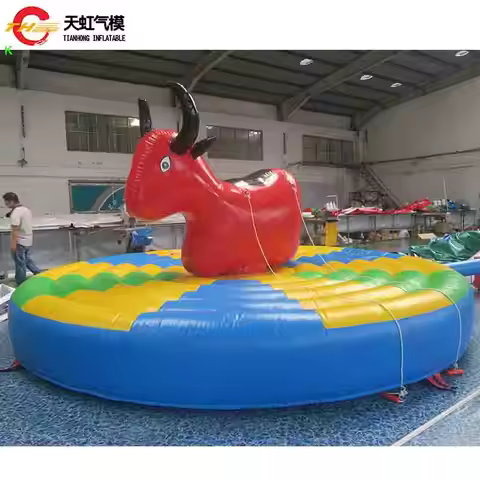 Fast Shipping 4m/5m Dia Inflatable Bull Ride Game Manual Pulling Rocking Bull Carnival Toys