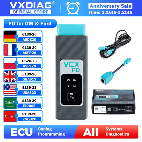VXDIAG VCX FD 2 in 1 for GM Diagnostic Tool for Ford OBD2 Scanner All System Diagnostics ECU Coding 