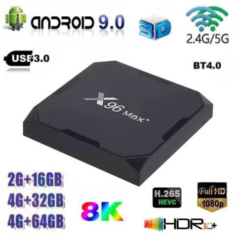 X96 Max Plus Amlogic S905X3 TV Box 8K 100M or 1000M LAN Android 9.0 2.4G or 5.0G WIIF BT4 pk Mecool 