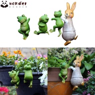 WONDER Frog Rabbit Statue Flowerpot Fish Tank Accessories Resin Simulation Model Frog Sculpture