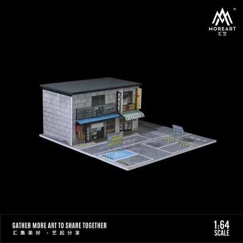 More Art 1:64 Parking Lot Diorama, Restaurant Lighting Diorama for Display&Collection&Gift