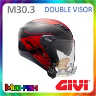 TOPI GIVI M30 M30.3 GRAPHIC ECHO RED HELMET (DOUBLE VISOR)