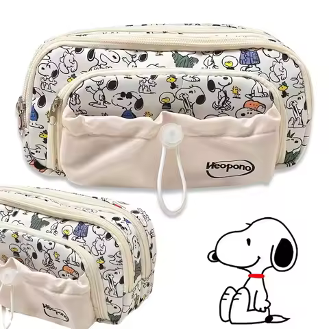 Snoopy Large Capacity Pencil Case Cartoon Boys Girls Pencil Bag Case Pen Holder Stationery Zipper Pe