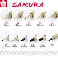 (Ready Stock) 3pcs 5pcs 7pcs 9pcs 11pcs Sakura Pigma Micron Pen Black (SIZE - 003/005/01/02/03/04/05
