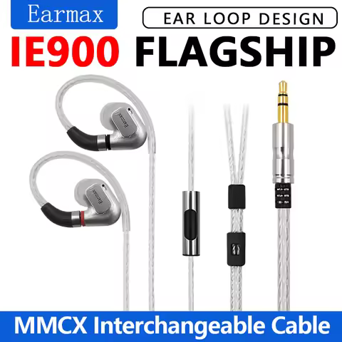 Earmax IE600 IE300 IE900 Professional HIFI Stereo In-ear Headset Flagship Dynamic Earphones Detachab