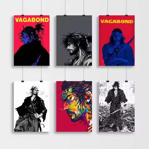 Manga Miyamoto Musashi Vagabond Vintage Posters Sticky Whitepaper Prints Posters Artwork Posters Wal