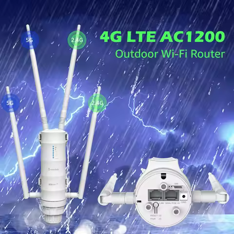 Wavlink 4G LTE AC1200 Outdoor Wi-Fi Router With SIM Card Slot 2.4G 5G Antennas 1000Mbps WAN Port Ran