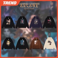 LEAGUE OF LEGENDS ARCANE Merch Hoodie Vintage Plus Size JINX EKKO VI CAITLYN Anime Printed Sweatshir