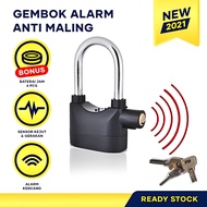 Gembok Alarm Anti Maling  - Anti Pencuri Ring Panjang Pengaman Motor Alarm Suara Bunyi - gembok anti