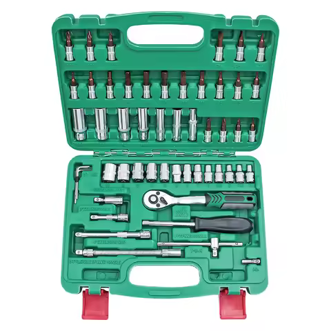 53pcs Drive Socket Set 1/4 inch Ratchet Wrench Set with Socket Metric Hex Bit Socket Set Mechanic To