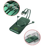 (綠色) 內置4款充電線 便攜兩用無線充電/插線充電 流動電源/尿袋 20000mAh