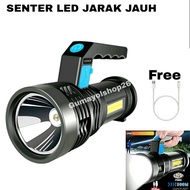 PROMO !! Senter Led Jarak Jauh Senter Led + Cob 4 mode Super Terang / Senter Tangan Led Cob MX- 750