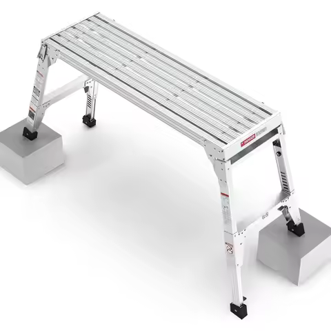 Adjustable Aluminum Folding Work Platform, Portable Step Ladder, 22-27.5 Telescopic for Home & Garag