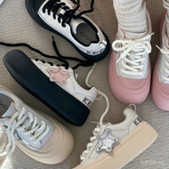 Cute Casual Lace-Up Star Shoes - Thick Sole, Cowhide Material | EU Size 8+