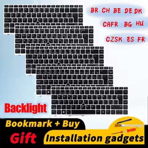 For HP EliteBook 840 G5/840 G6/846 G5/745 G5/645 G6/ZBook 14u G5 backlit keyboard BE BG BR CAFR CH C