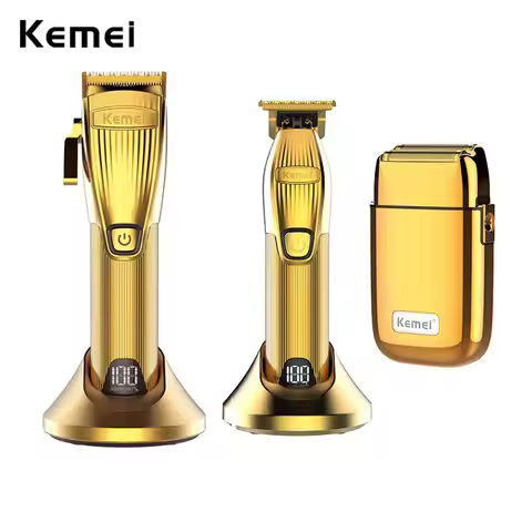 Kemei Professional Barber Shop Hair Clipper Kit 0mm Trimmer Electric Shaver Finish Machine Set Cordl