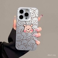 Phone Phone Case Suitable for iPhone x xs xr xsmax 11 12 13 14 15 Pro max plus Full Screen Strawberry Winnie the Pooh Cartoon Cute Colorful Silver Frosted Shock-resistant All-Inclusive Protective Case Shell G6AZ