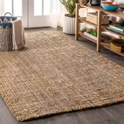 Pata Hand Woven Chunky Jute Natural Indoor Area Rug, 3x5, Bohemian, Rustic, Cottage, EasyCleaning fo