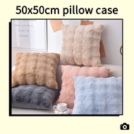 Plush Material Pillowcase Sofa Living Room 50x50cm Cushion Cover Solid Color Square 50x50cm Cushion 
