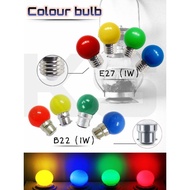 1W LED COLOUR BULB LAMPU RAYA E27 B22 MENTOL LAMPU HIASAN HARI RAYA WARNA WARNI COLOR BULB DECORATIO