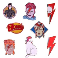 David Bowie Enamel Artist Pin Music Rock Fan Badge Fashion Jewelry Gift Alloy Plated Silver Gold Che