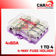 CRACKER AA1044 4-Way Fuse Holder | 1TO4 Fuse Holder | Car Audio Amplifier Fuse Holder | Amp Fuse Box