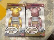 全新未開封 200% 超合金 Medicom Bearbrick 千秋 My First Baby B@by Pink & Gold Be@rbrick 1對