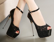 AA18-Shoes Woman Lace Wedding  Peep Toe High Heels Women Shoes Platform Heels Summer Pumps Women Sho