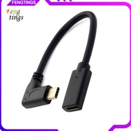 [Ft] 20cm USB 31 Type C Male to Female 90 Degree Right Angled Extension Data Cable