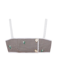 Kloset Design Muguet Crop Top เสื้อสายเดี่ยวครอป ปักดอกมูเก้มีกระดุมรูปหัวใจ (AW23-T002)