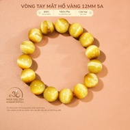 Jade Dan Tam - Golden Tiger Eye Stone Bracelet 12mm 5A - Metal Element & Earth Element