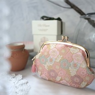 西陣織|金襴錦織系列親子口金包-浪漫粉梅|零錢包
